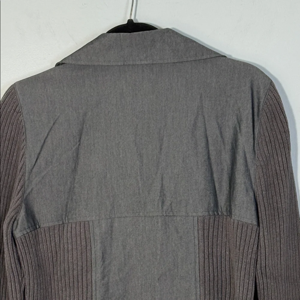 REQ Jacket Grey Double-Breasted Knit  3/4 Cuff Sleeve in Size L  NWT‎